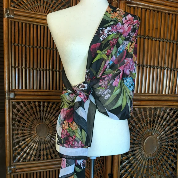 SLINKY BRAND Sheer Floral Scarf - EUC - Picture 8 of 12